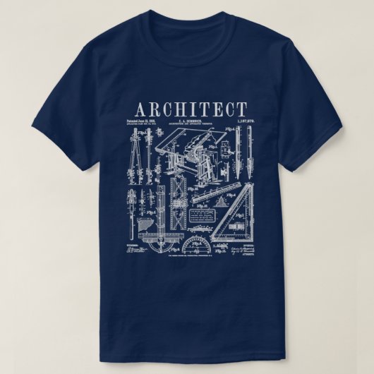 Architect Architectuur Student Tools Vintage Paten T-shirt (Design voorkant)