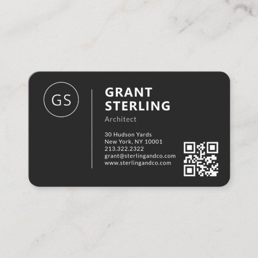 Architect Black Logo QR Code Professional Visitekaartje (Voorkant)