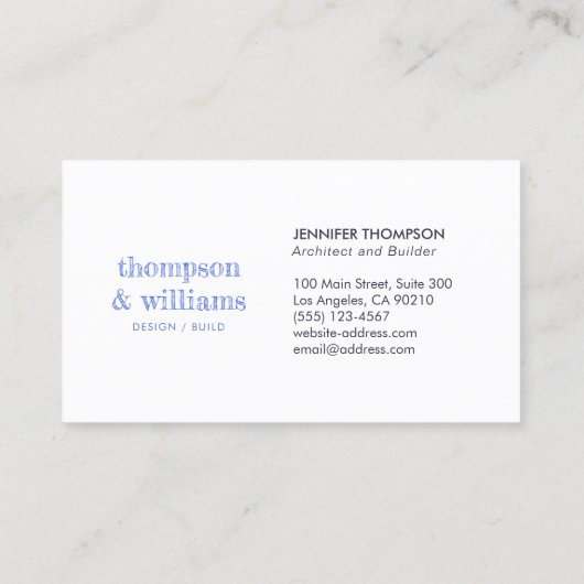 Architect Blauw Wit Professioneel Visitekaartje (Achterkant)