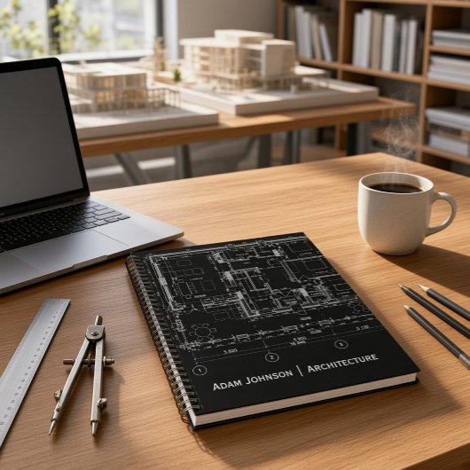 Architect Blueprint Aangepaste Naam Professioneel  Notitieboek