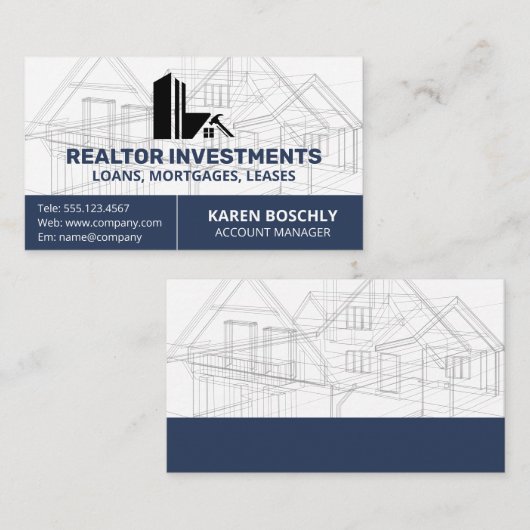 Architect Blueprint | Logo Huiseigendom Visitekaartje (Voorkant / Achterkant)