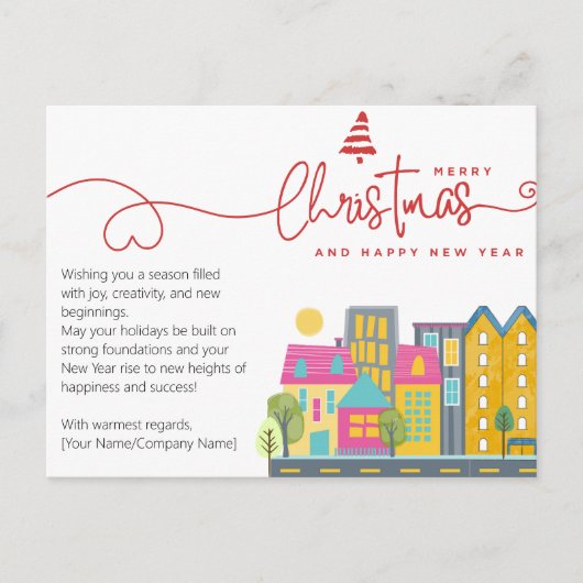 Architect Bouwer Waterverf Minimaal Kerstmis Briefkaart (Voorkant)