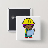 Architect Boy Vierkante Button 5,1 Cm (Voorkant /achterkant)