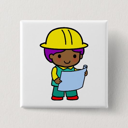 Architect Boy Vierkante Button 5,1 Cm (Voorkant)