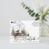 Architect Builder Watercolor Christmas Design Feestdagenkaart (Staand voorkant)