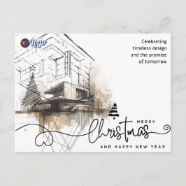 Architect Builder Watercolor Christmas Design Feestdagenkaart