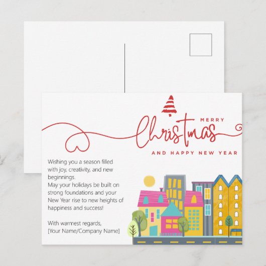 Architect Builder Watercolor Minimal Christmas Briefkaart (Voorkant / Achterkant)