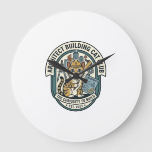 Architect Building Cat Cat Grafische T-shirt Kunst Grote Klok