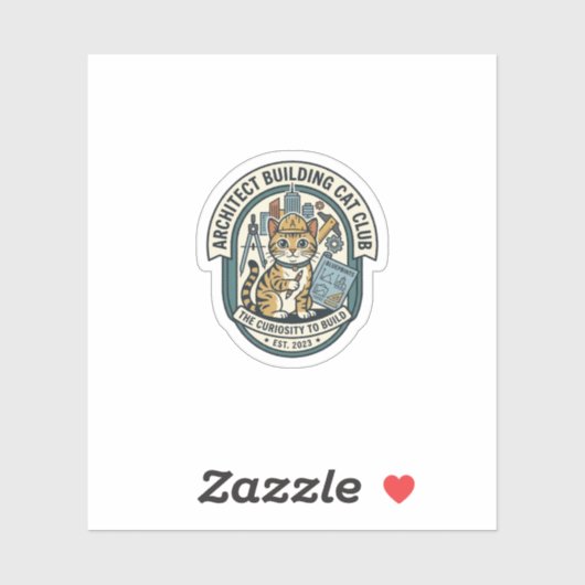 Architect Building Cat Cat Grafische T-shirt Kunst Sticker (Vel)