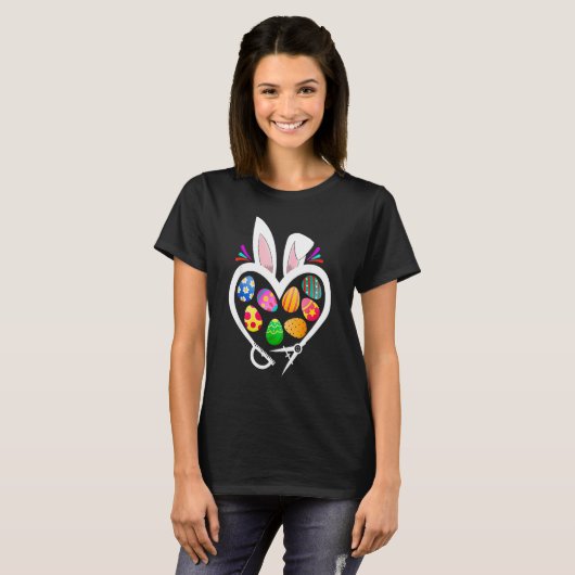 Architect Bunny Heart Easter Eggs Hunt Rabbit Ears T-shirt (Voorkant volledig)