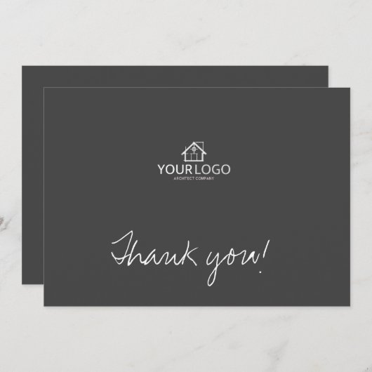 Architect Company Corporate Custom Text Logo Bedankkaart (Voorkant / Achterkant)