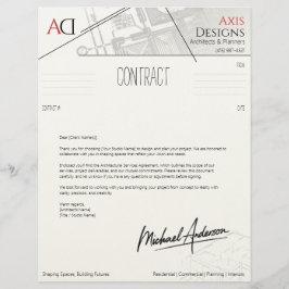 Architect Contract Hoesje Letter met Blauwdruk Briefhoofd