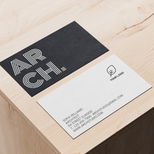Architect Custom Uw Logo toevoegen Zwart-wit Visitekaartje