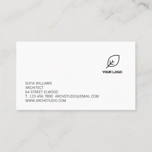Architect Custom Uw Logo toevoegen Zwart-wit Visitekaartje (Achterkant)