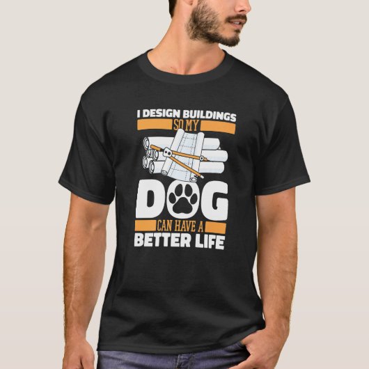 Architect Dog Civil Engineer  House Buildings Draf T-shirt (Voorkant)