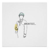 Architect eenvoudige one line art continu perfect poster (Voorkant)