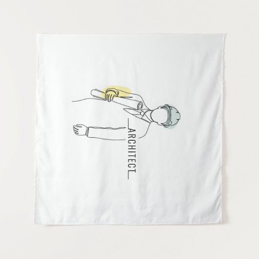 Architect eenvoudige one line art continu wandkleed (Voorkant (horizontaal))