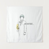 Architect eenvoudige one line art continu wandkleed (Voorkant)