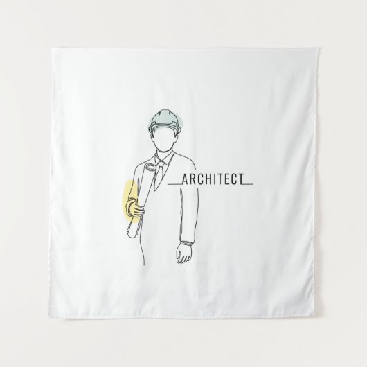 Architect eenvoudige one line art continu wandkleed (Voorkant)