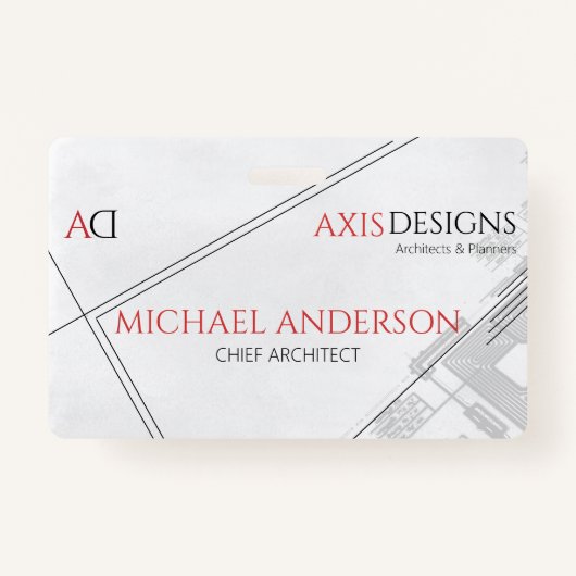Architect Employee Name Badge met Blauwdruk (Voorkant)
