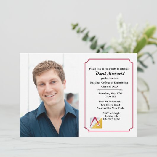 Architect en Engineering Photo Afstuderen nodigt u Kaart (Staand voorkant)