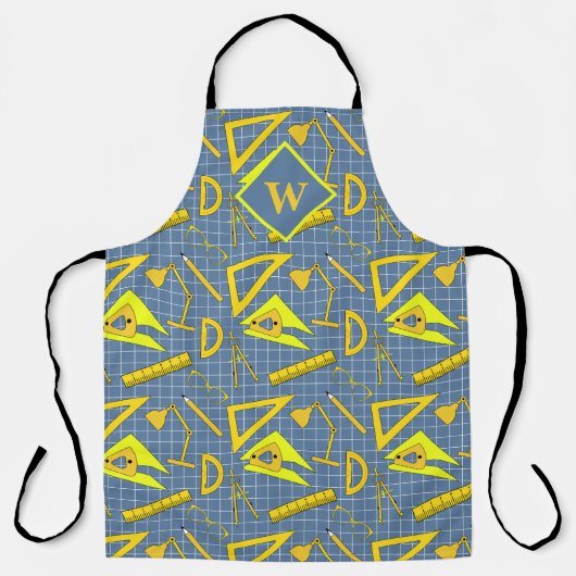 Architect en tekenaar Old School Tools Patterned Schort (Voorkant)