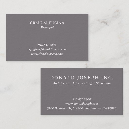 Architect Firm Business Card in Fossil Gray Visitekaartje (Voorkant / Achterkant)