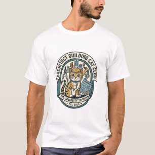 Architect Gebouw Kat Kat Grafische T-shirt Kunst -
