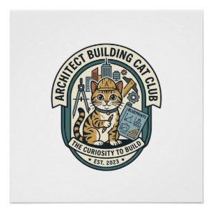 Architect Gebouw Kat Kat Grafische Tee Art - Archi Perfect Poster