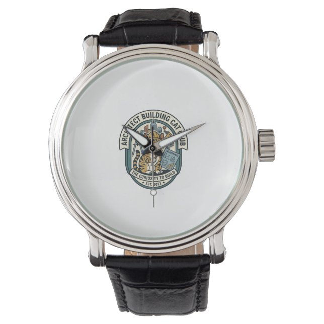 Architect Gebouw Kat Kat Grafische Tee Kunst - Arc Horloge (Voorkant)