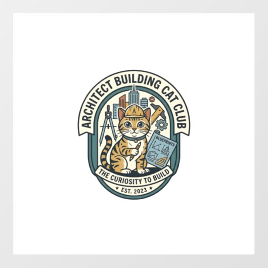 Architect Gebouw Kat Kat Grafische Tee Kunst - Arc Raamsticker (Vel)