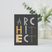 Architect geeft studenten architectuur briefkaart (Staand voorkant)