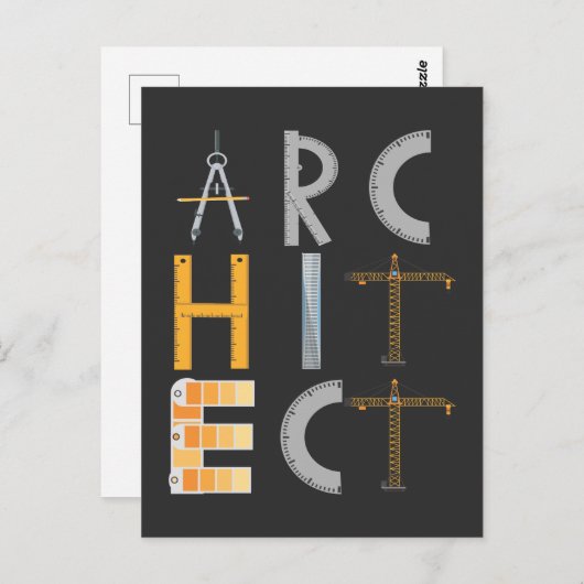 Architect geeft studenten architectuur briefkaart (Voorkant / Achterkant)