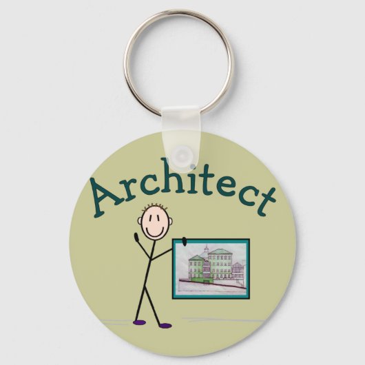 Architect Gifts—Stick Person Design Sleutelhanger (Voorkant)