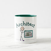 Architect Gifts—Stick Person Design Tweekleurige Koffiemok (Center)