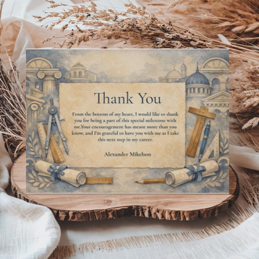 Architect Graduation Blueprint Design Bedankkaart