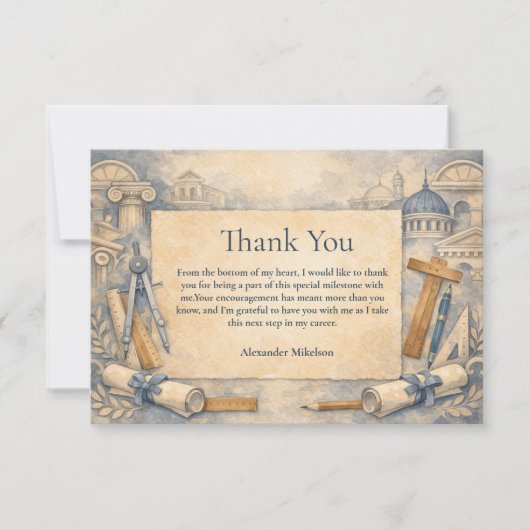 Architect Graduation Blueprint Design Bedankkaart (Voorkant)