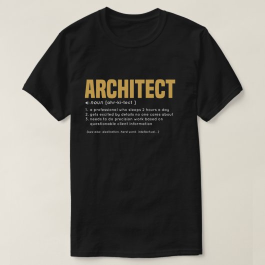 ARCHITECT grappige definitie met gele kleur T-shirt (Design voorkant)