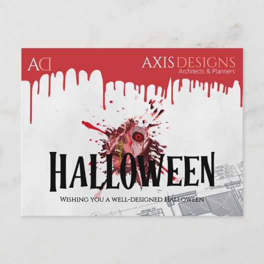 Architect Halloween Zombie & Bloed Groeten Feestdagenkaart (Voorkant)