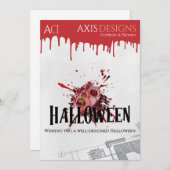 Architect Halloween Zombie & Bloed Groeten Feestdagenkaart (Voorkant / Achterkant)
