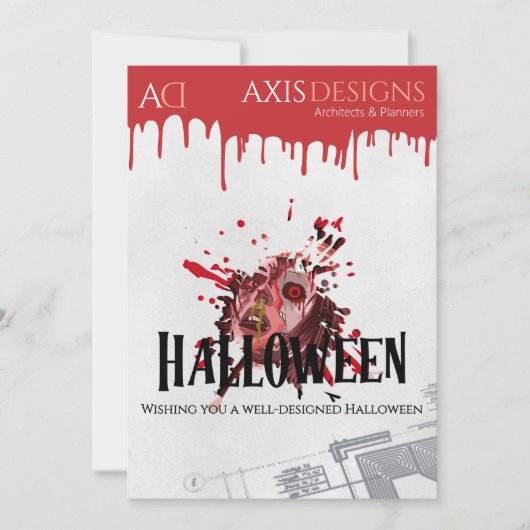 Architect Halloween Zombie & Bloedgroeten Feestdagenkaart (Voorkant)