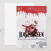 Architect Halloween Zombie & Bloedgroeten Feestdagenkaart (Voorkant / Achterkant)