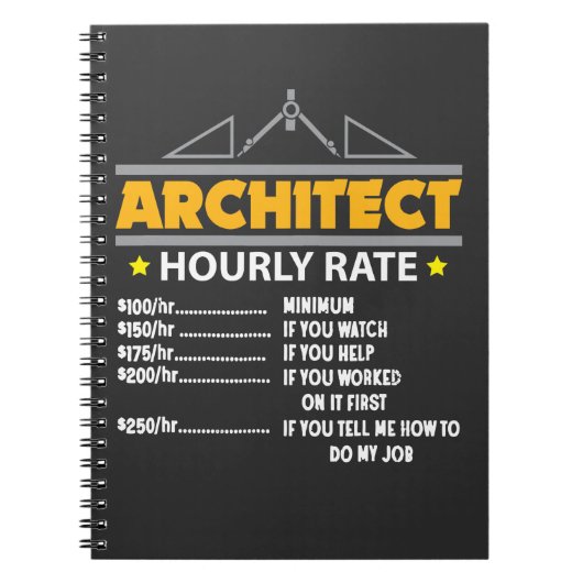 Architect Hourly Rate Funny Handyman Notitieboek (Voorkant)