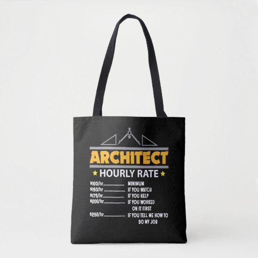 Architect Hourly Rate Funny Handyman Tote Bag (Voorkant)