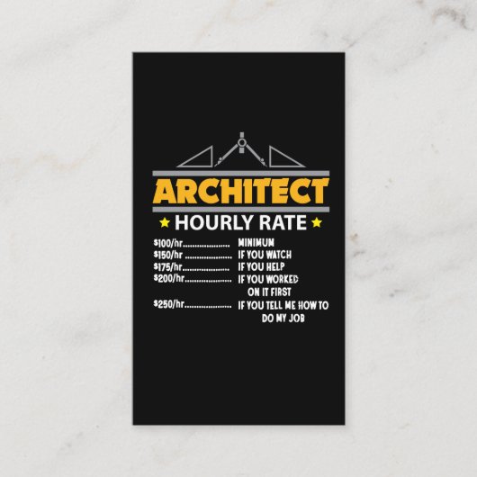 Architect Hourly Rate Funny Handyman Visitekaartje (Voorkant)