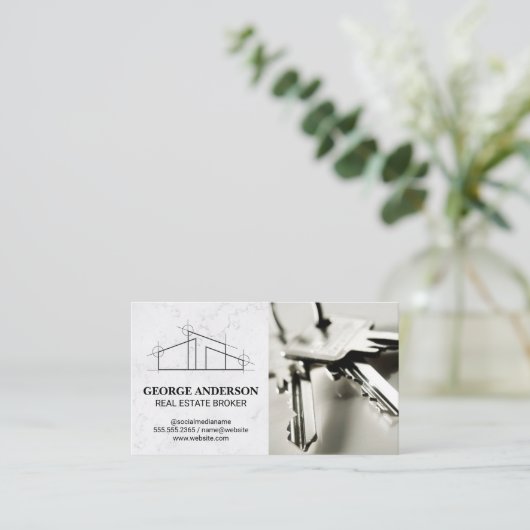 Architect Huis Logo | Sleutels Visitekaartje (Staand voorkant)