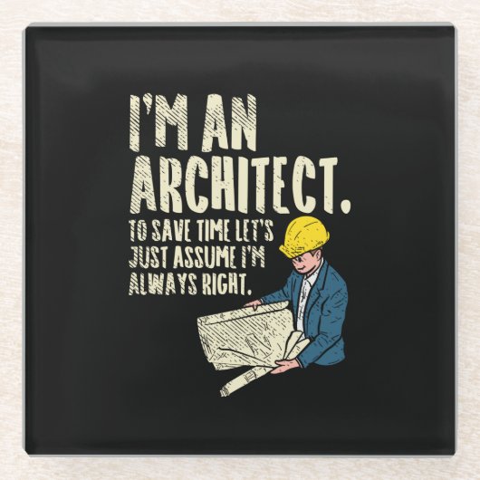Architect - Ik ben architect Glazen Onderzetter (Voorkant)
