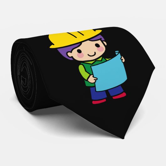 Architect Ingenieur Aannemer met Gele hardhat Stropdas (Opgerold)