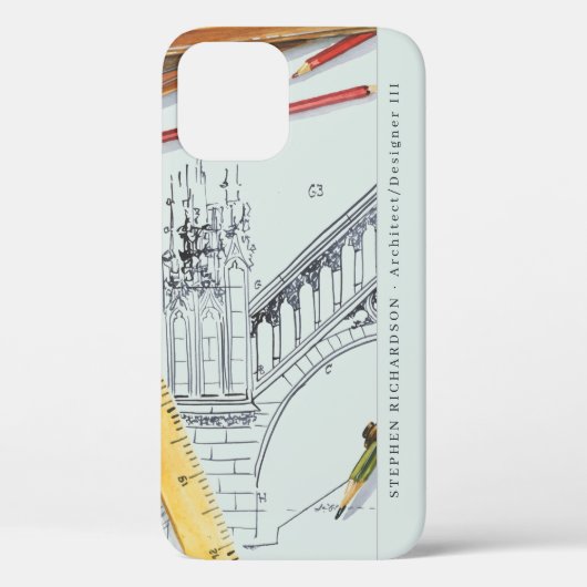 Architect Ingenieur Watercolor Monogram Case-Mate iPhone Case (Achterkant)