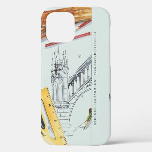 Architect Ingenieur Watercolor Monogram iPhone 12 Hoesje